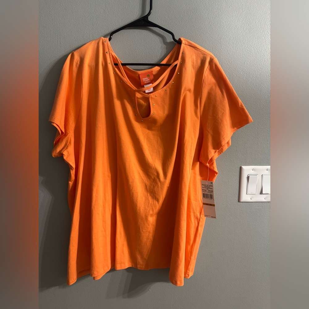 Hearts of Palm Vibrant Orange Keyhole Top